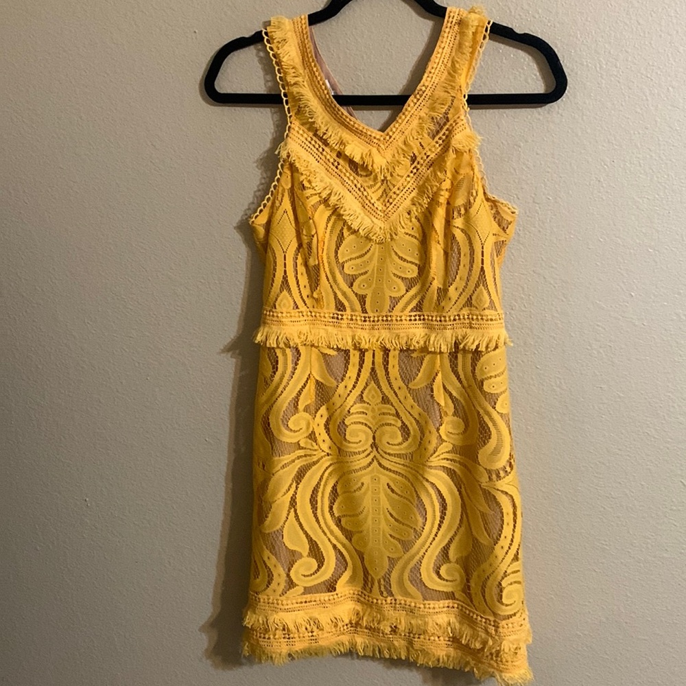 RYSE the label Kinsley yellow lace sleeveless dress S